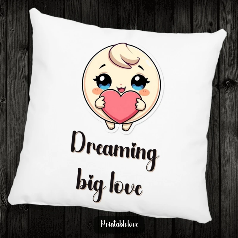 Funny Giggling Heart Pillow: A soft pillow featuring a round character with huge eyes giggling gleefully while cradling a massive heart.