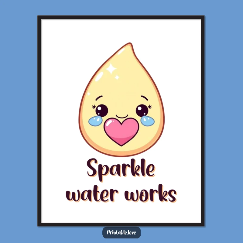 Funny Kawaii Tear Digital Art: Happy Tears, Heart Shape, Instant Joyful Gift