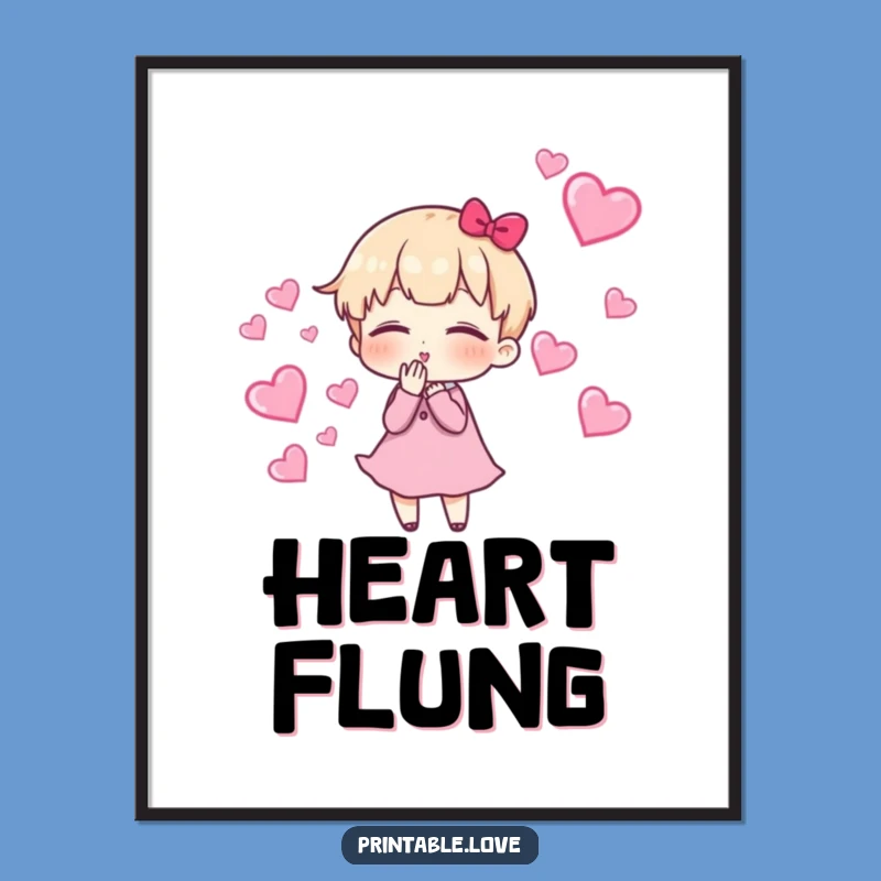 Funny Kissing Character Digital Art: Cute Heart Trail Downloadable Print, DIY Funny Gift