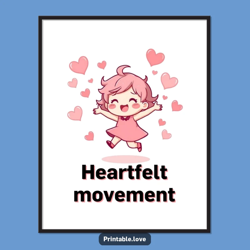 Funny Dancing Heart Character Print: Instant Joy for Your Walls - A Perfect Funny Gift