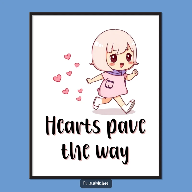 Funny Striding Hearts Digital Art: Instant Download Confident Print!