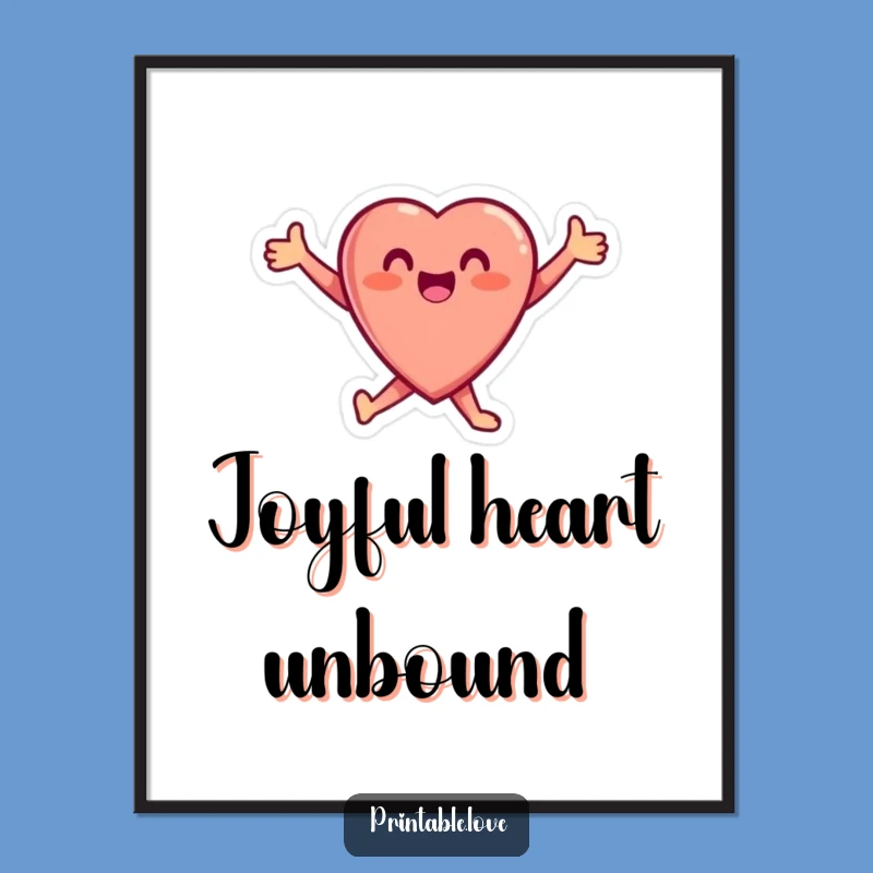 Funny Heart Digital Art: Joyful Leap Download, Perfect Printable Gift