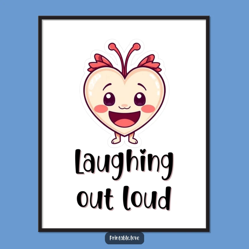 Funny Laughing Heart Digital Art: Instant Wide-Eyed Joy