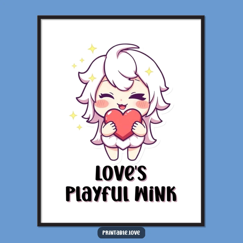 Funny Winking Heart Digital Art: Instant Mischief Download, A Perfect Gift