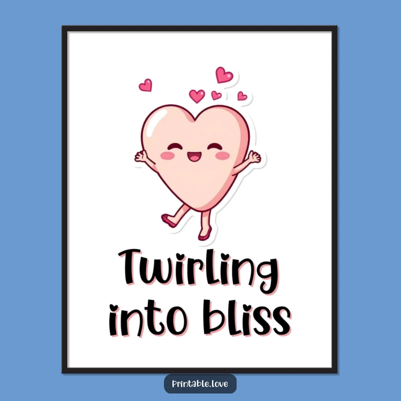 Funny Dancing Heart Digital Art: Instant Joyful Celebration Decor