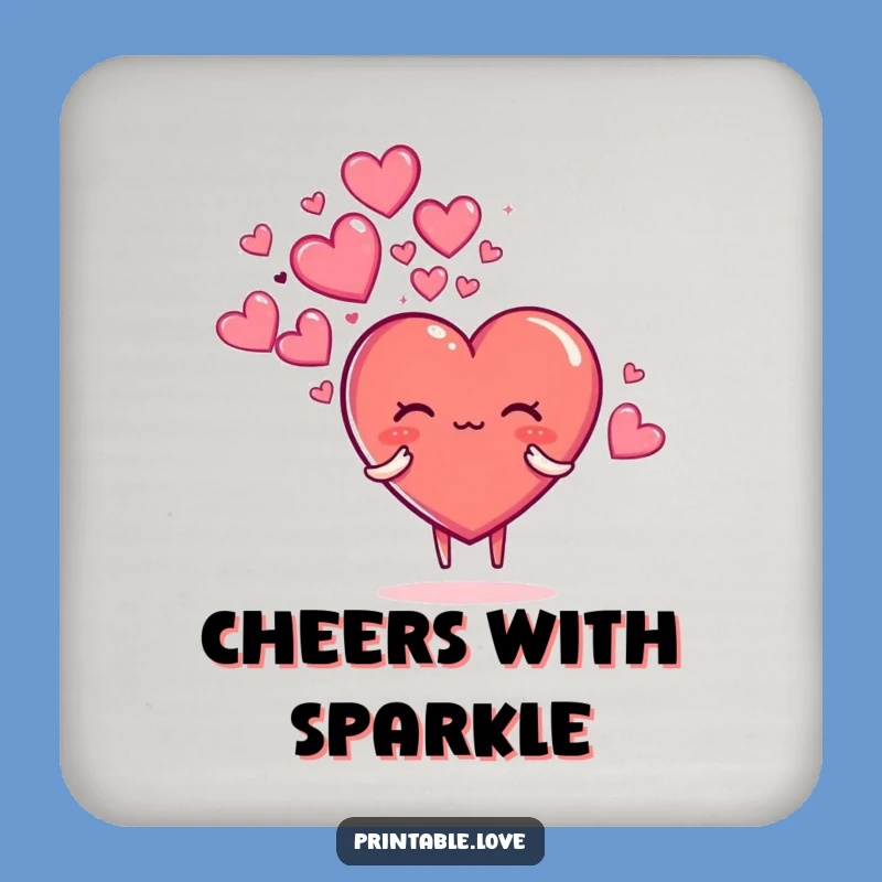 Funny Sparkly Hearts Coasters: Protect Surfaces with Magic, Set of Funny Gifts