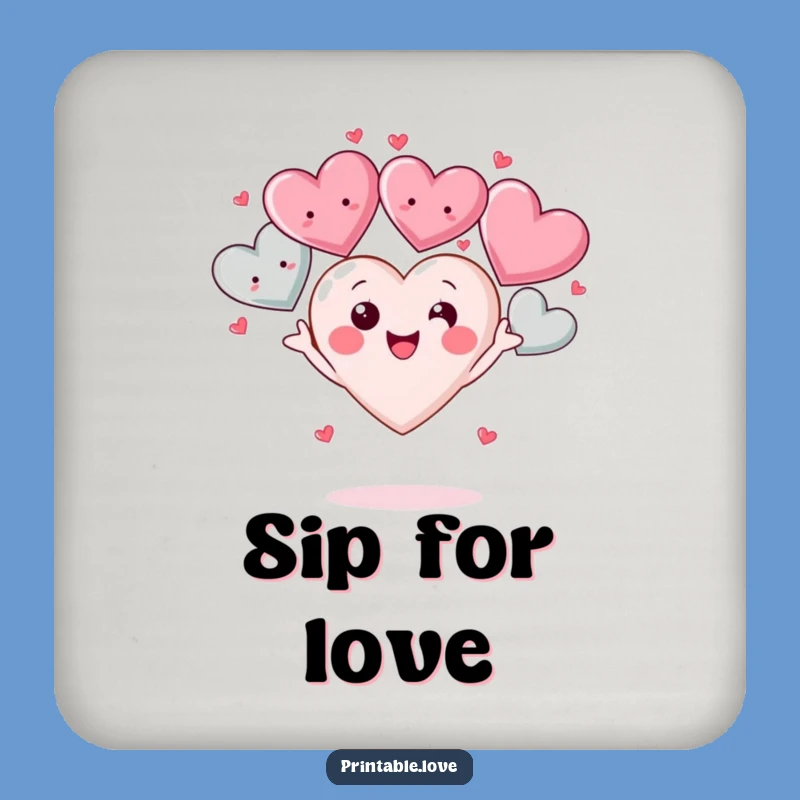 Cute Funny Kawaii Heart Drink Coaster: Protect Surfaces with Adorable Juggling Love