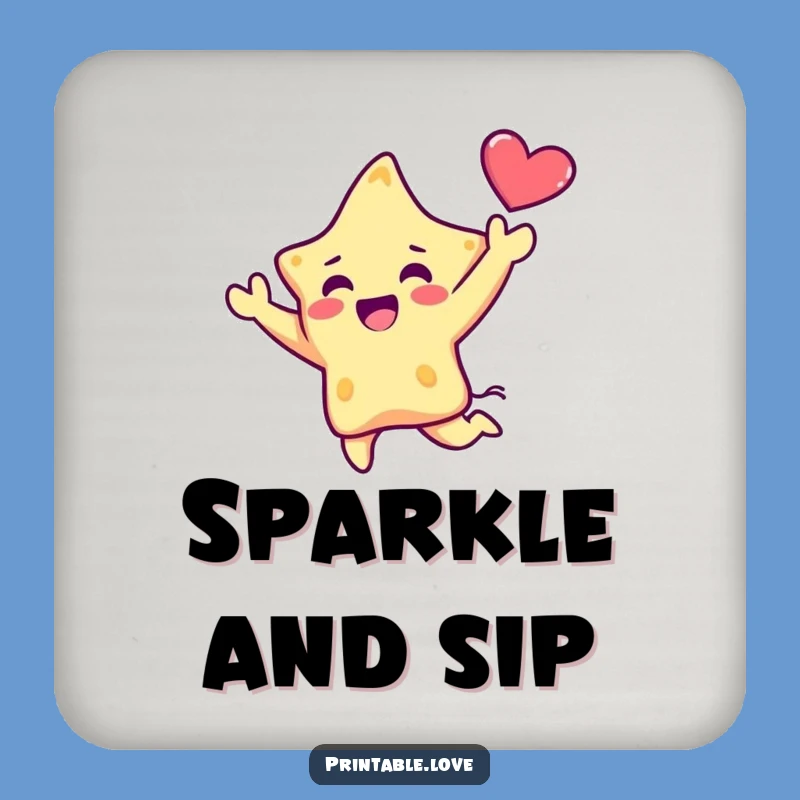 Cute Funny Kawaii Star Drink Coaster: Protect Surfaces with Adorable Leaping Joy