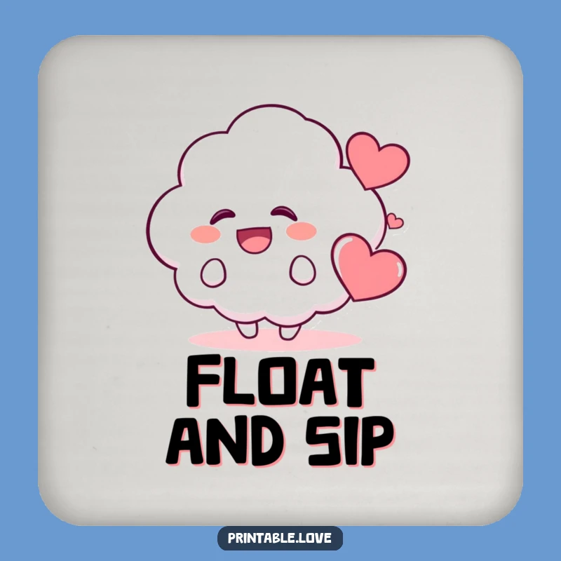 Cute Funny Kawaii Cloud Drink Coaster: Protect Surfaces with Adorable Giggling Joy