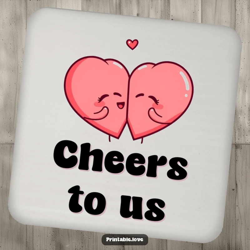 Funny Giggling Heart Coasters showing two adorable, laughing hearts splitting apart, protecting surfaces with humor.