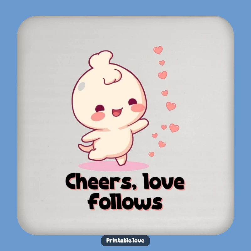 Funny Happy Trail Hearts Drink Coaster: Protect Surfaces Gift