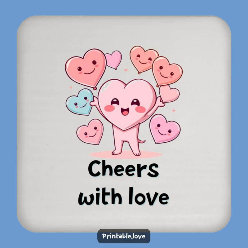 Funny Kawaii Heart Juggler Coasters: Protect Surfaces with Joyful Heart Art