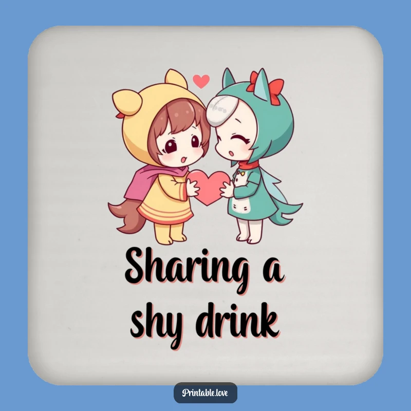Funny Shy Heart Coaster: Playful Drink Protector Gift
