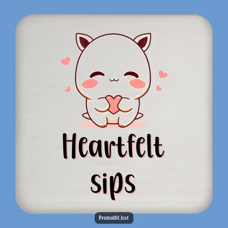 Funny Shy Kawaii Heart Coaster - Protect Surfaces with Cute Love