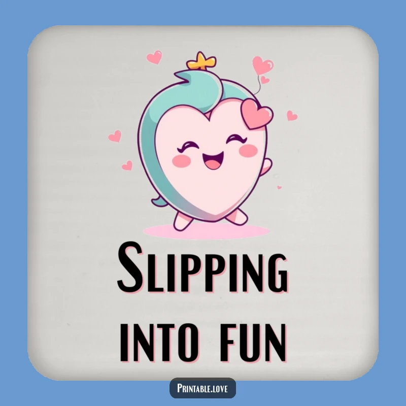 Funny Small Heart Coaster: Tripping with Joy - Protect Your Table!