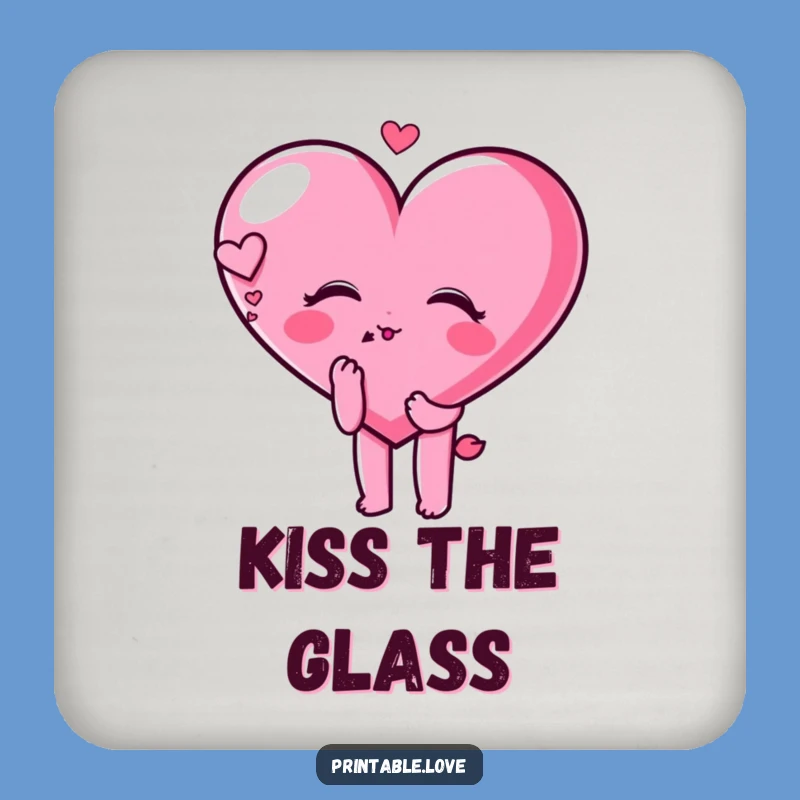Funny Heart Kiss Coaster: Dreamy Protection with Love