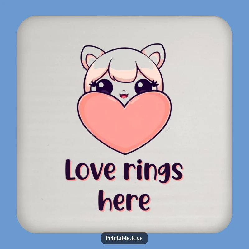 Funny Kawaii Heart Peek Coaster: Cute Character Protection - Chic Funny Gift