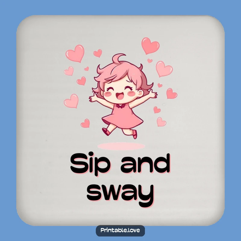 Funny Dancing Heart Character Coaster: Protect Surfaces with Joy - A Perfect Funny Gift