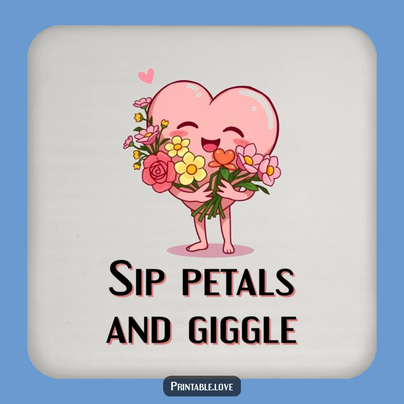 Funny Heart Drink Coaster: Giggle Flowers Protection, Perfect Gift for Tables