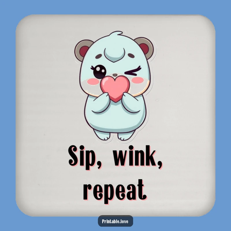 Funny Kawaii Winking Character Coaster - Protect Surfaces with Cute Charm