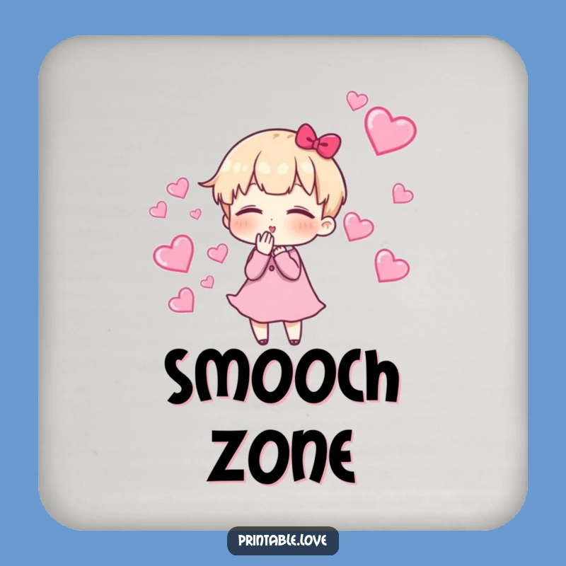 Funny Heart Kiss Coaster Set: Protect Surfaces with Cute Character Art, Funny Gift