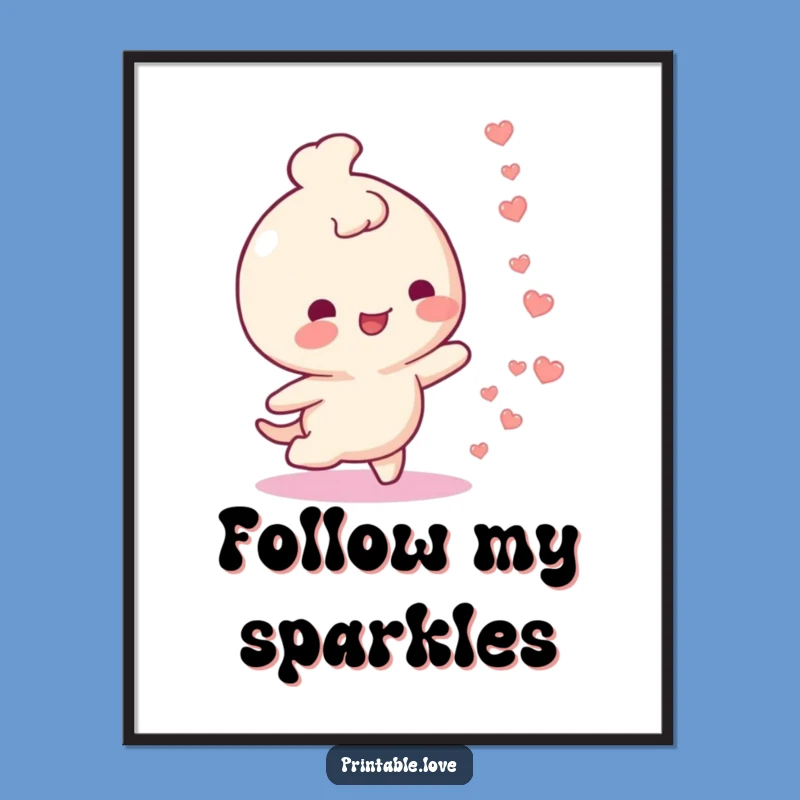 Funny Happy Trail Hearts Poster: Cheerful Character Art Gift