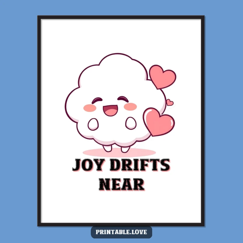 Funny Kawaii Cloud Poster: Brighten Your Walls with This Giggling Character Art