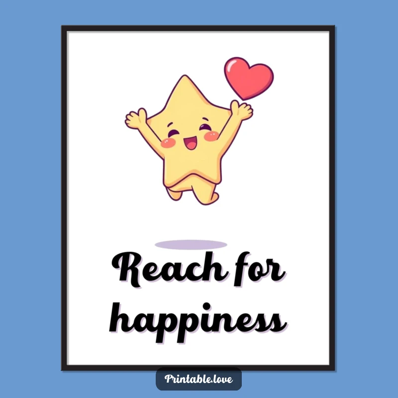 Funny Kawaii Star Leap Poster: Inspirational Art for a Radiant Space