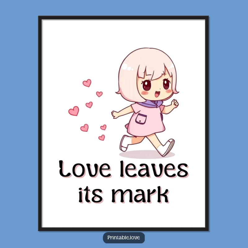 Funny Striding Hearts Poster: Confident Art Print, Inspiring Gift!