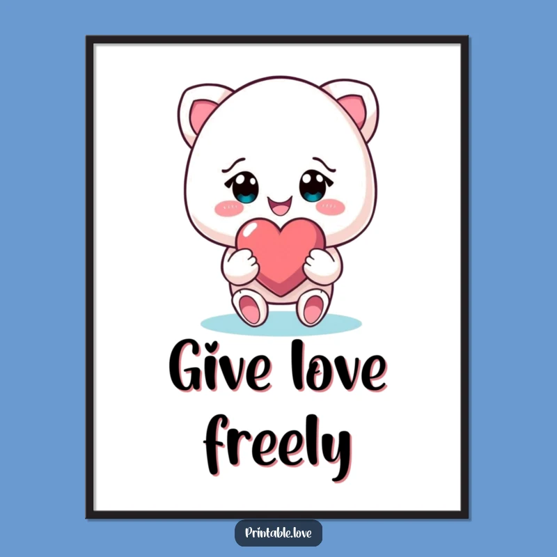 Funny Heart Gifter Poster: Smiling Character Art, Love-Filled Wall Decor
