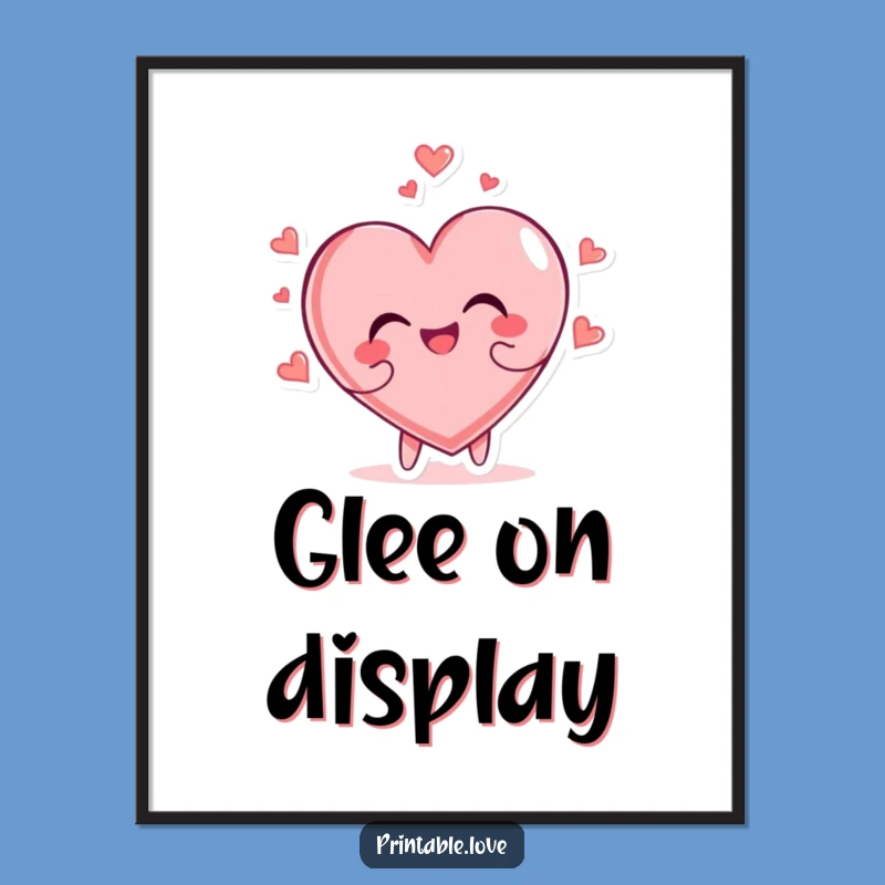 Funny Glee Heart Poster: Tumbles with Joy, Expressive Wall Art