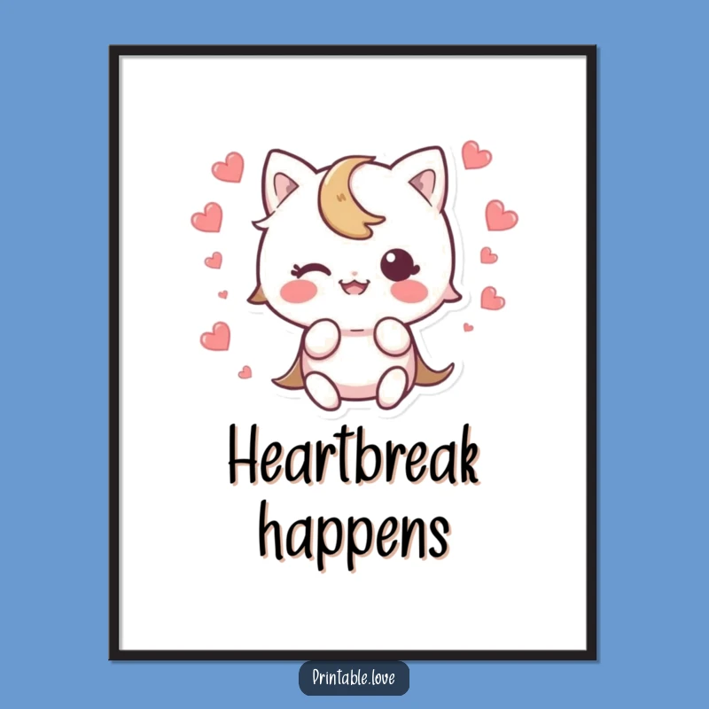 Humorous Funny Kawaii Trip Poster: Heart Scatter Art, Funny Visual Funny Gift