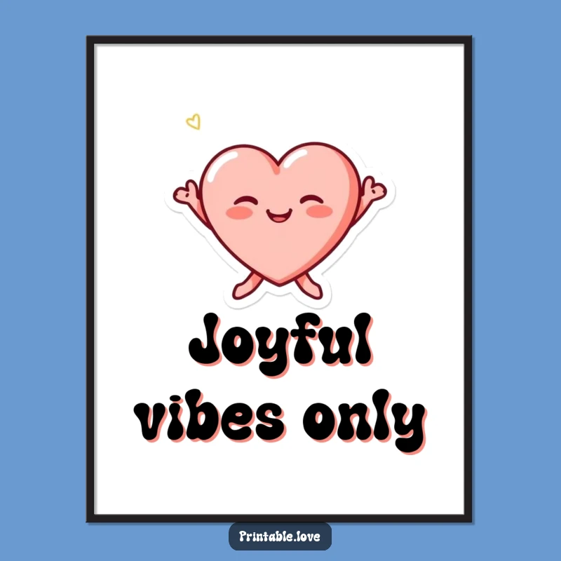 Funny Tiny Heart Poster: Joyful Jumps and Blushes, Cute Wall Art