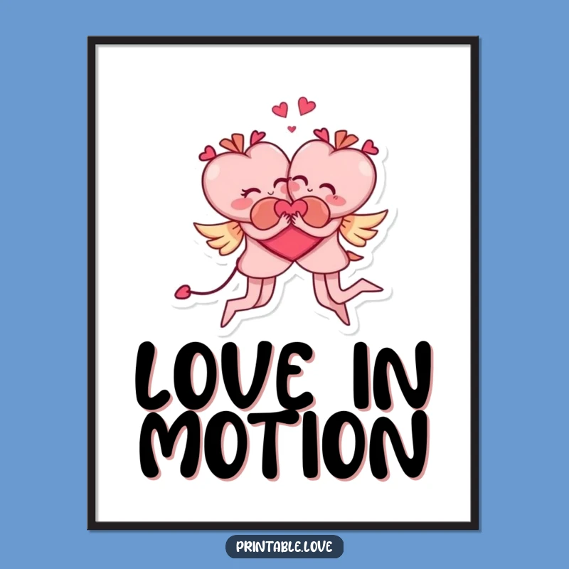 Funny Acrobatic Love Poster: Vibrant & Hilarious Heart Embrace Art, Ideal Funny Gift