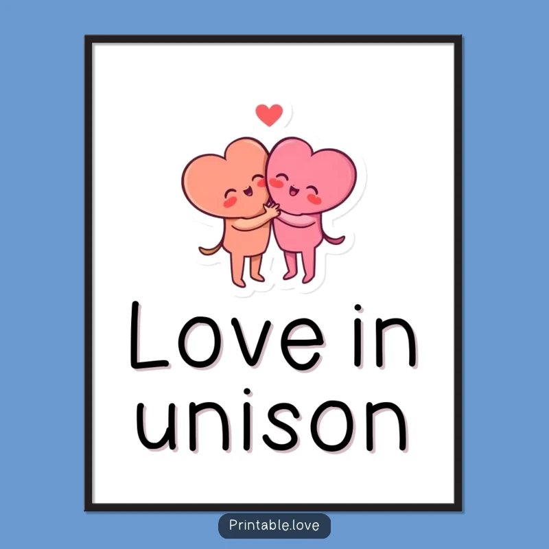 Funny Hugging Hearts Poster: Embrace Love with Cute Art