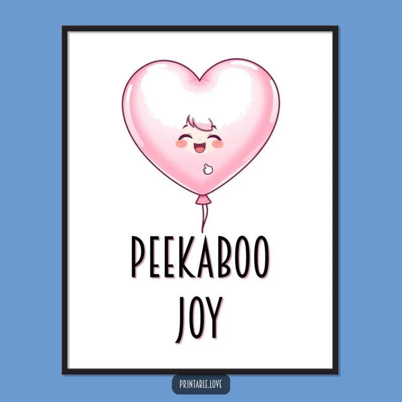 Funny Heart Balloon Poster: Giggling Character Art for Cheerful Walls