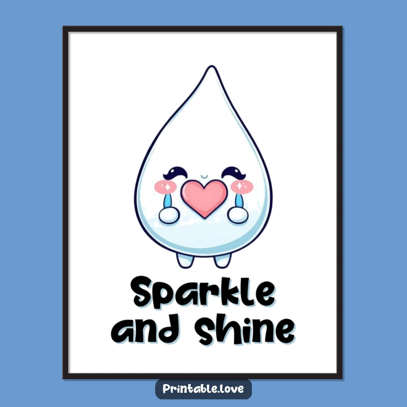 Funny Kawaii Teardrop Poster - Happy Tears Art, Sentimental Funny Gift Decor