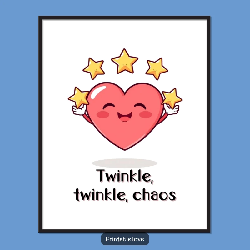 Funny Heart Juggler Poster: Stars & Silly Grins Art - Joyful Gift