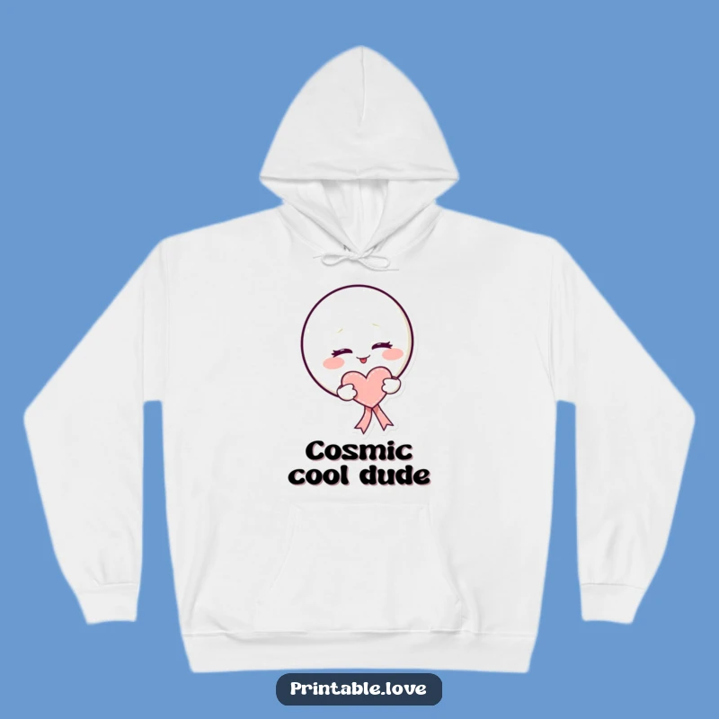 Funny Kawaii Moon Hoodie: Cozy Mischief, Heart Ribbon, Perfect Funny Gift