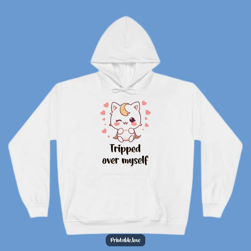 Cozy Funny Kawaii Trip Hoodie: Heart Scatter Comfort, Warm Funny Gift Wear