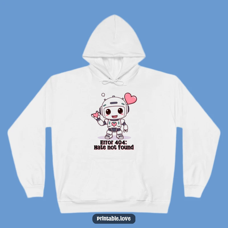 Funny Kawaii Robot Hoodie - Cozy Heart-Giving Robot for a Warm and Humorous Vibe