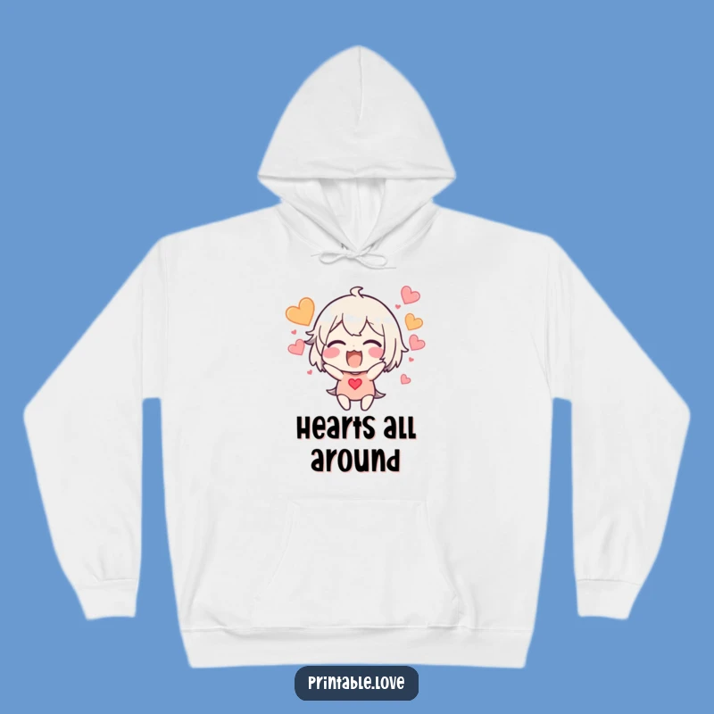 Funny Excited Heart Burst Hoodie: Cozy Joy Gift