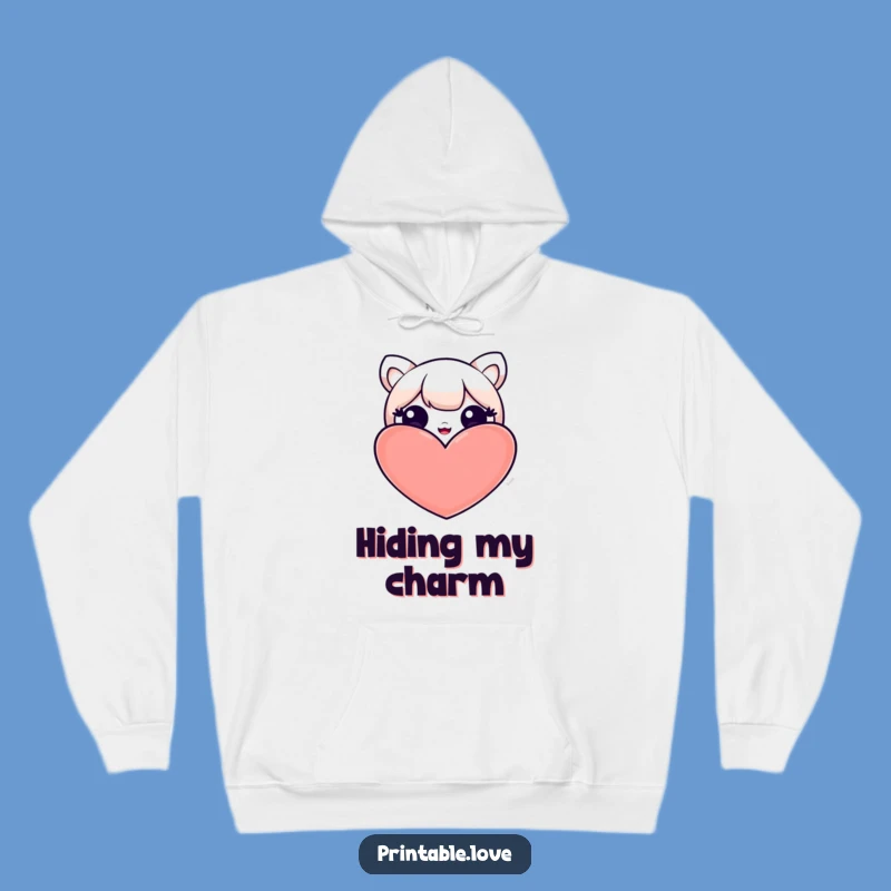 Funny Kawaii Heart Peek Hoodie: Cozy Character Surprise - Ultimate Warm Funny Gift
