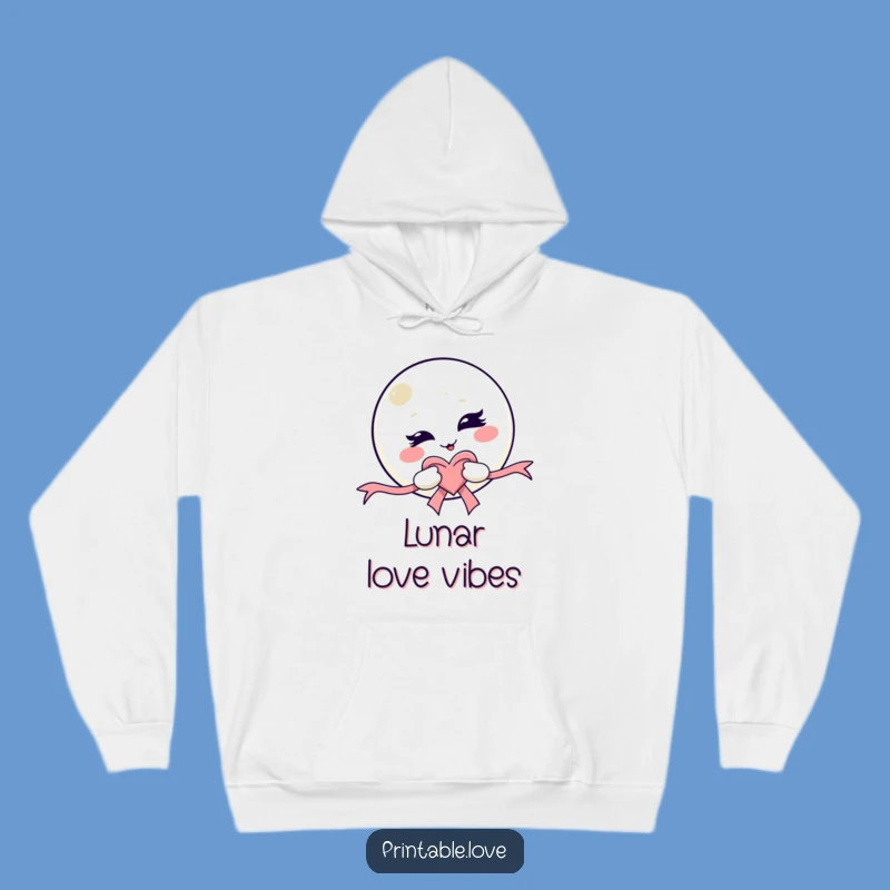 Funny Kawaii Moon Hoodie - Cozy Winking Character Sweatshirt, Ideal Funny Gift