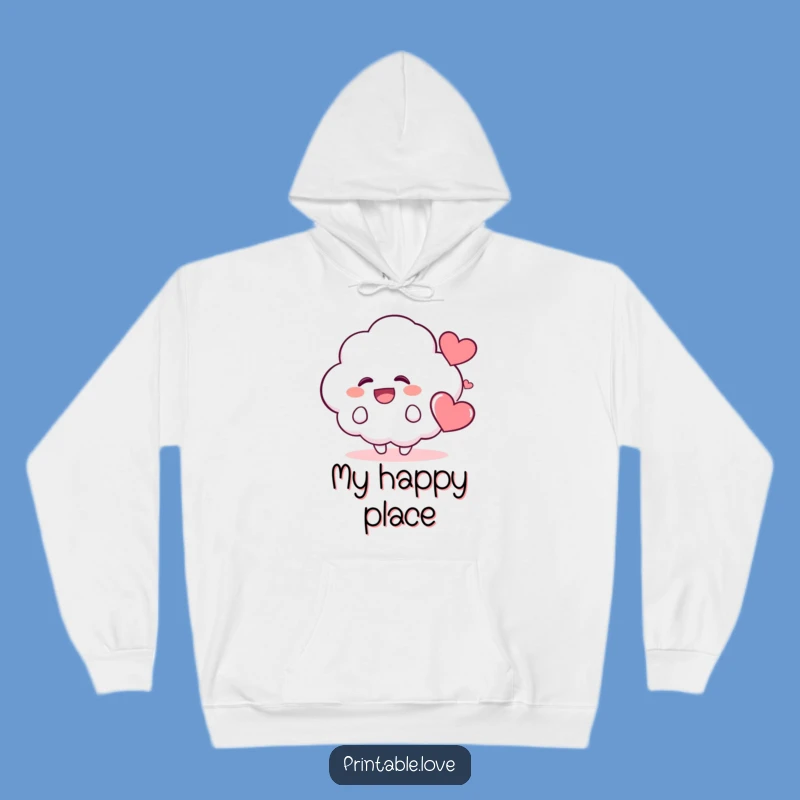 Cozy Funny Kawaii Cloud Hoodie: Stay Warm and Cheerful with This Giggling Character
