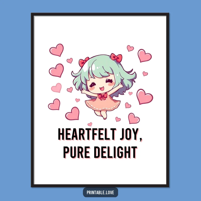 Free Printable Wall Art: Dancing Character Hearts Funny Downloadable Decor for Rooms