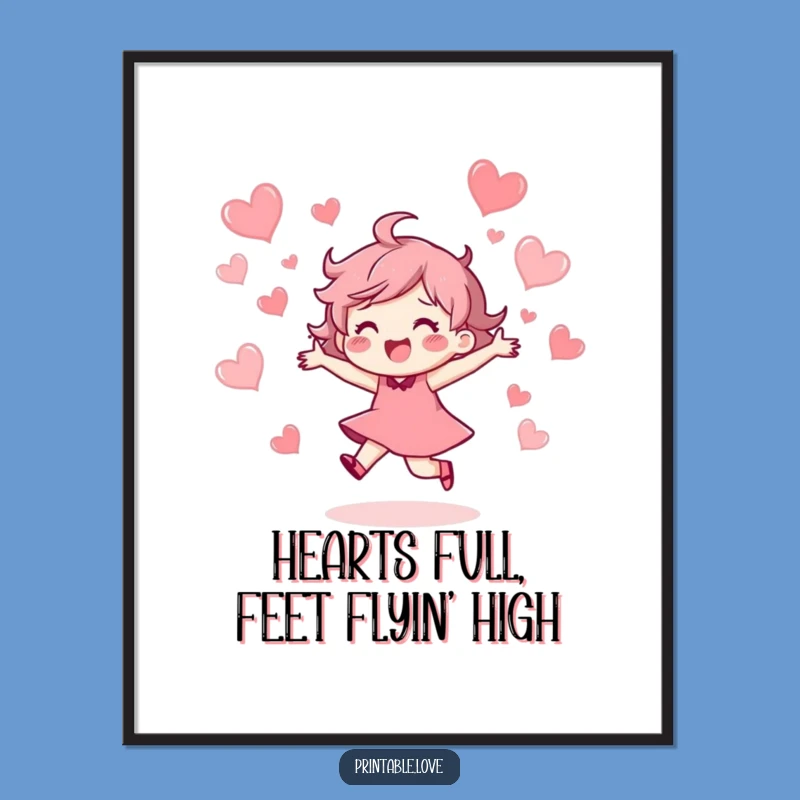 Free Printable Wall Art: Dancing Hearts Character - Funny Downloadable Decor