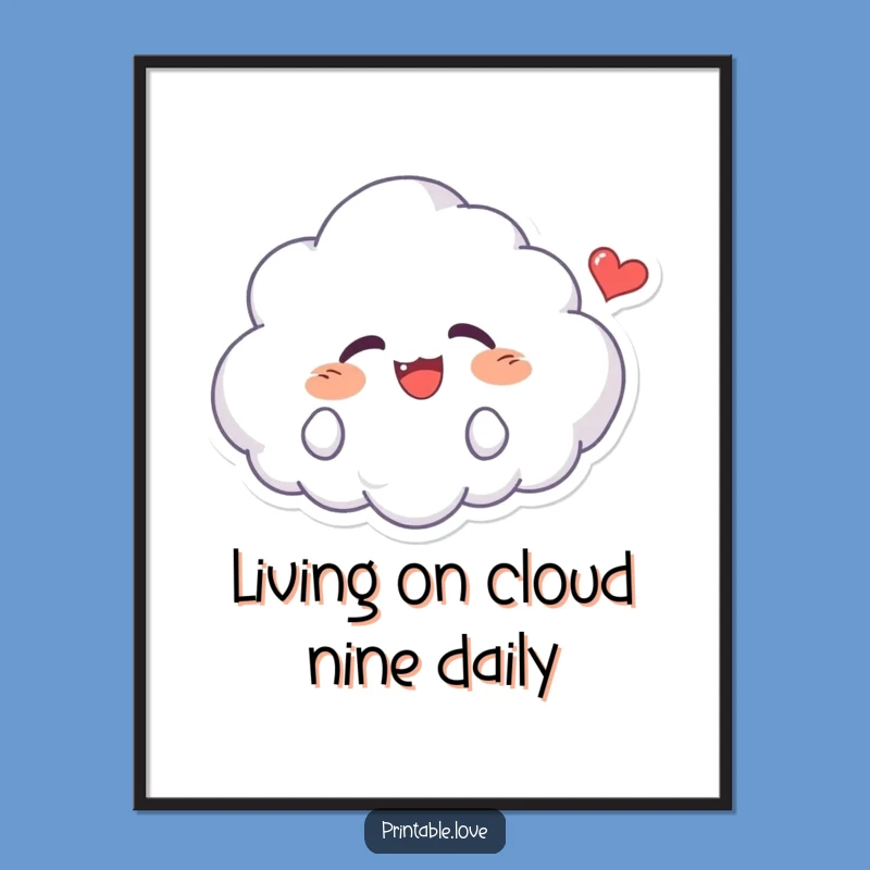 Free Printable Wall Art: Giggling Kawaii Cloud, Hilarious Downloadable Art for Your Room!