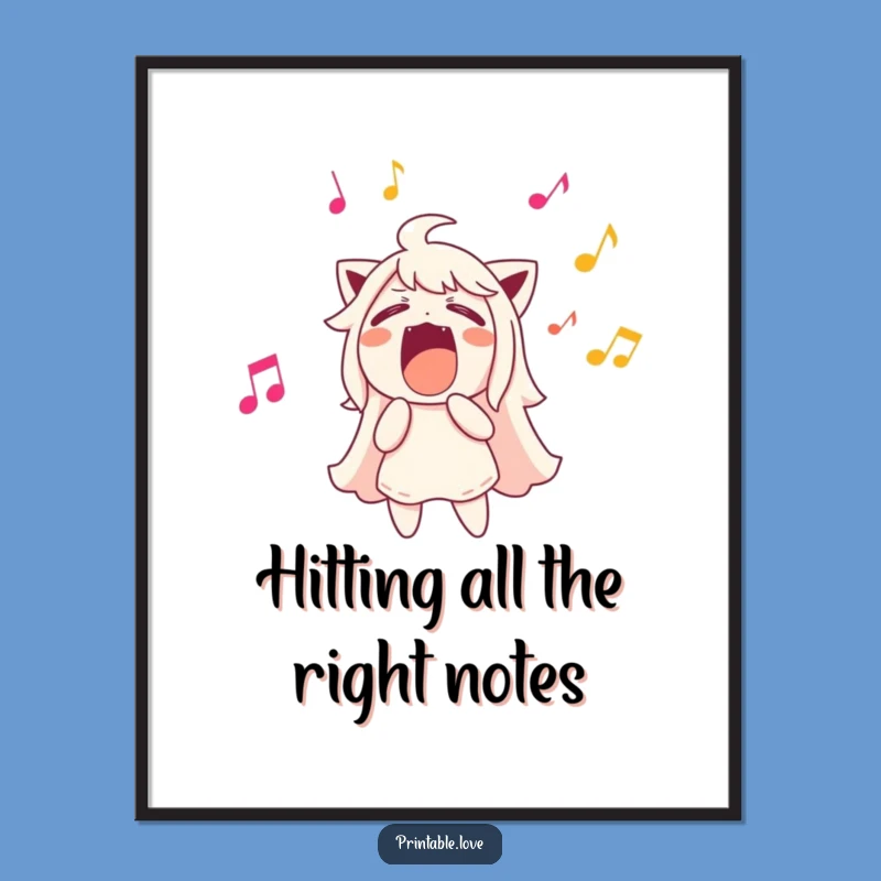 Funny Free Printable Wall Art: Singing Character, Musical Downloadable Decor
