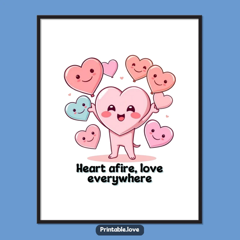 Free Printable Kawaii Heart Wall Art: Funny & Joyful DIY Decor Download